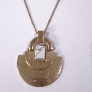 bay to baubles  Brushed Gold Layered Half Moon Howlite Necklace NWT 68